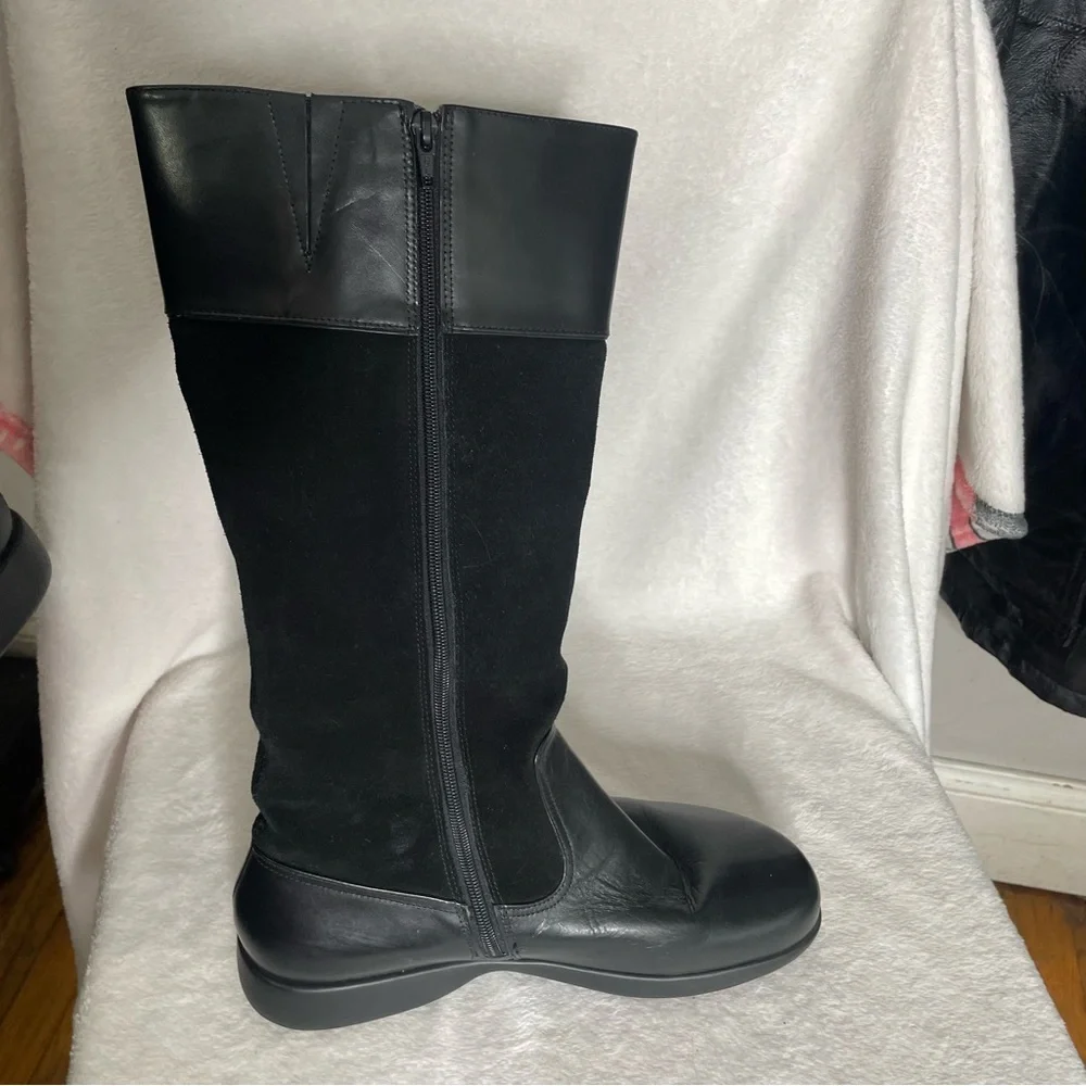 Dansko Delilah Knee High Riding Equestrian Boots Black Suede and Leather Size 41
